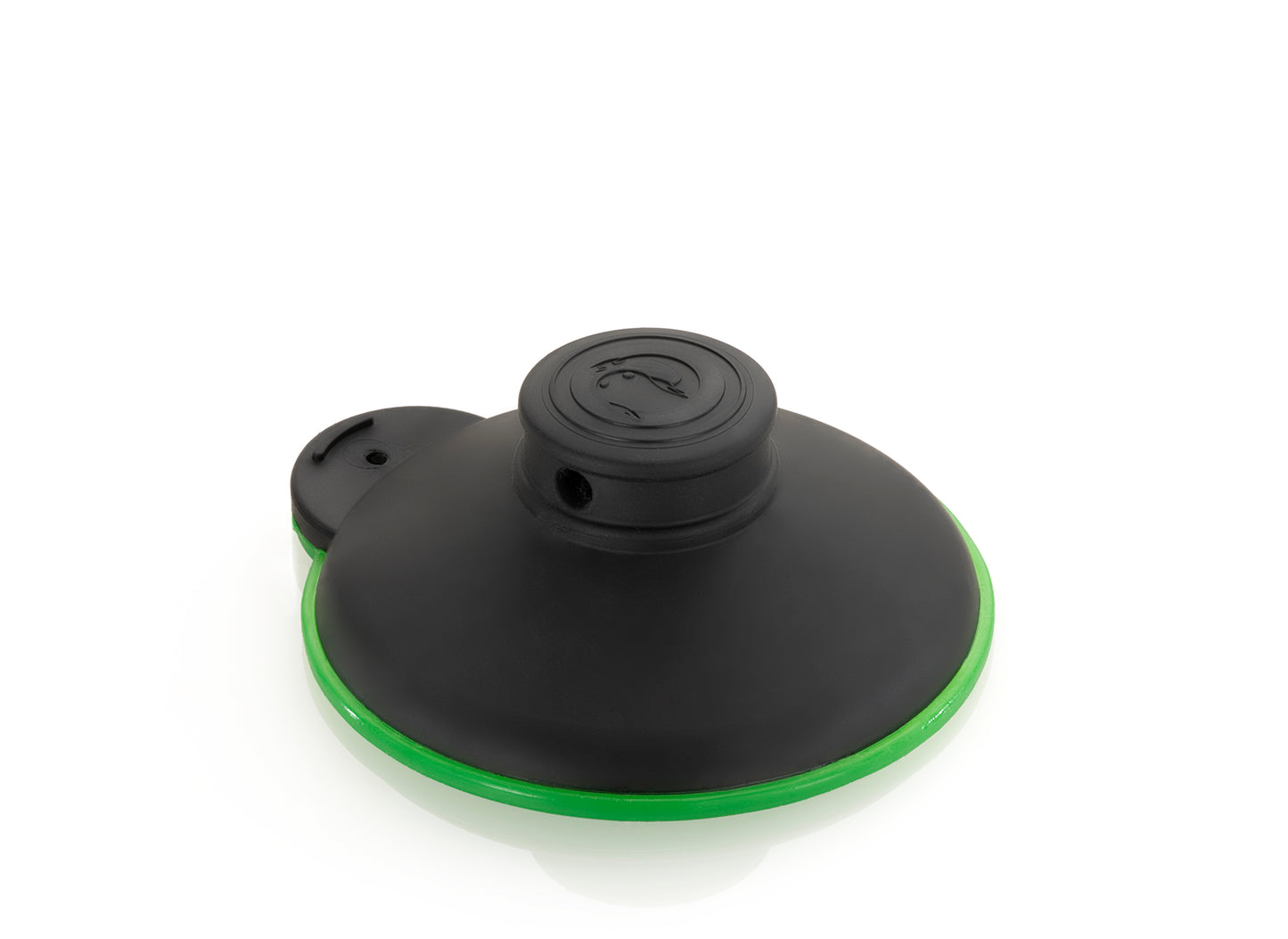 ClingCup ClingFish® Saugnapf – Schrägansicht mit Druckknopf-Mechanismus, einfach andrücken und haftet sofort auf rauen und glatten Flächen, Made in Germany