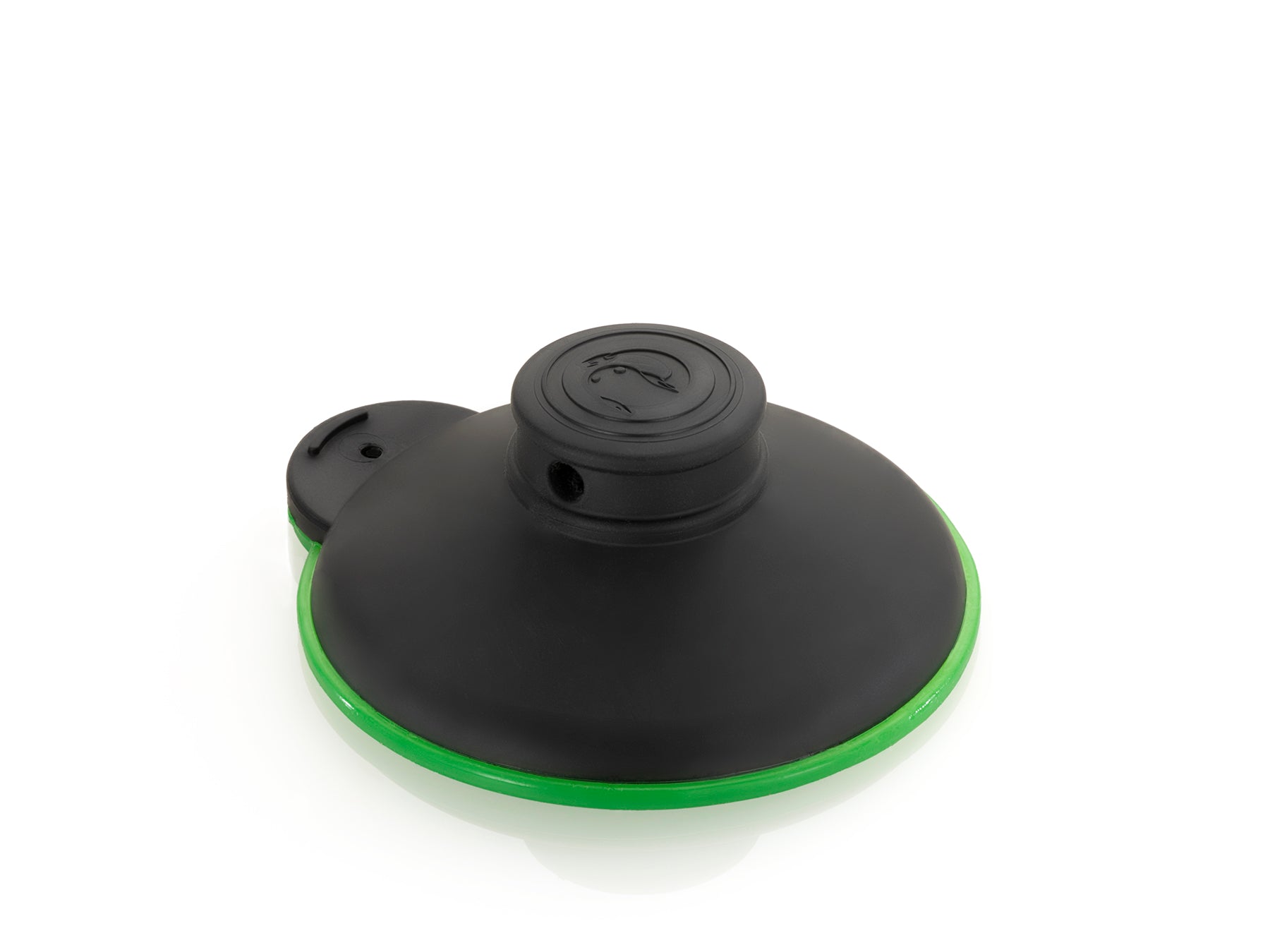 ClingCup ClingFish® Saugnapf – Schrägansicht mit Druckknopf-Mechanismus, einfach andrücken und haftet sofort auf rauen und glatten Flächen, Made in Germany